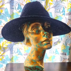 Black Chenille Fedora by Four Buttons